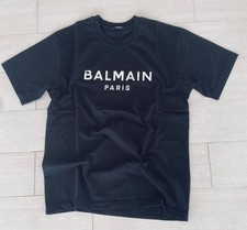 Balmain T-shirt Black Silver Logo Size XL