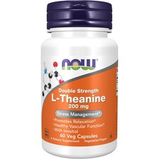 NOW Foods L-Theanine 200 mg with Inositol, Stress Management , 60 Veg Caps