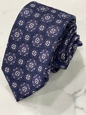 Bloomingdales Mens Store Silk Tie Purple Jacquard Geometric 59 x 3.25