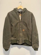 Carhartt Thermal Lined Zip Hoodie Green Workwear Jacket J130 MOS Large