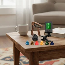 Versatile Guitar Tuner & Capo: Quick Release Rosewood Design for All Instruments