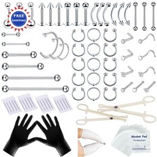 Nose Piercing Kit 80PCS Stainless Steel Body Jewelry 12G 14G 16G 20G TKKUY