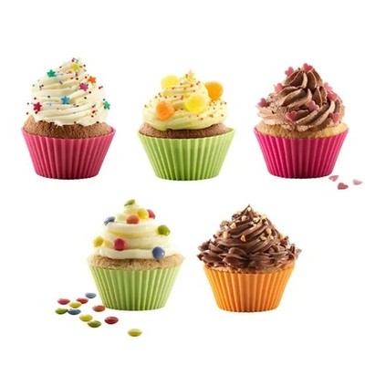 10x Silikon Muffinform rund wiederverwendbar Backform für Cupcakes & Deko