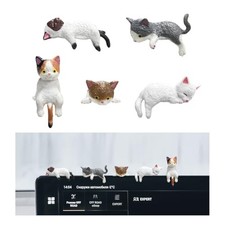 5 PCS Cute Cat Car Dashboard Decoration, Funny Mini Pussy Figure Rearview White