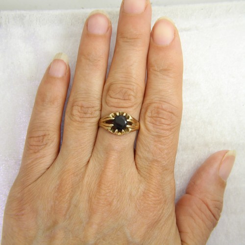 Granatring 9 kt Gold Größe 8 3/4 - R - Bild 4 von 5