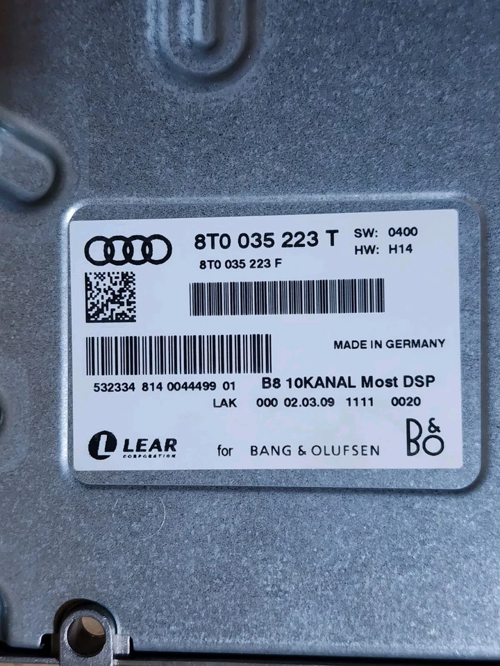 2010-2012 Audi A4 Q5 S4 A5 S5 Amplificador Bang Olufsen 8T0035223AN OEM Usado - Imagem 3 de 4