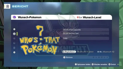 Wunsch Pokemon Shiny/ non Shiny Wesen Item Fähigkeit EV Pokemon ZA Legenden: Z-A
