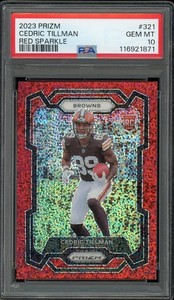 2023 Prizm Red Sparkle RC #321 Cedric Tillman PSA 10 GEM MINT