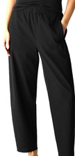 EILEEN FISHER Black Organic Cotton Knit Stretch Pull-On Barrel Lantern Pant XL