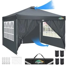 COBIZI 10'x10' Pop Up Canopy Tent with 4 Sidewalls Waterproof Commercial Gazebo