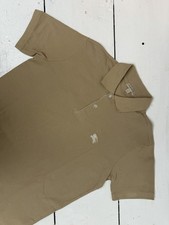 Burberry Men  s Polo Shirt Tan L 100 Cotton Brand Logo Preppy Golf