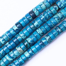 Natural Stone Heishi Beads for Necklace Making, 4 mm x 2 mm Small Flat Round ...