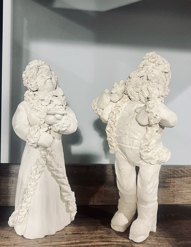 Vintage 1987 Dee Crowley Austin Prod Santa and Mrs. Clause Sculpture, signed - Picture 1 of 13