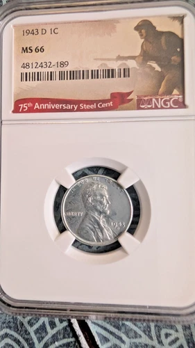 1943-P, D, S Lincoln Steel Cent NGC MS66 75th Anniversary All MS66