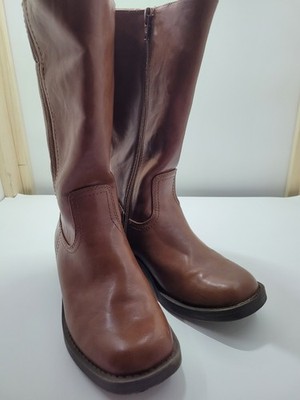 worlde italian Girls Brown Leather Knee High Zipper Boot Size 2