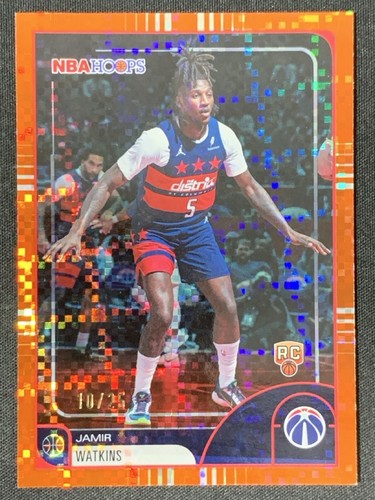 Jamir Watkins 2025-26 Topps NBA Hoops Pixel Burst Orange Base RC /25 #19