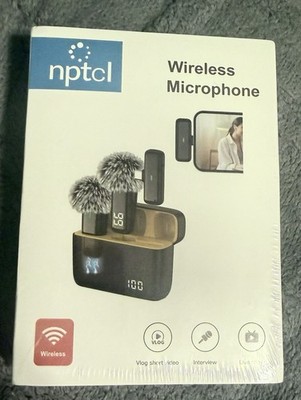 NPTCL 2 Pack Wireless Lavalier Microphone for iPhone & Android [Factory Sealed]