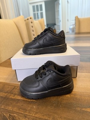 Nike Force 1 Low Lace (TD) Toddler Black Leather Low Top Lace-Up 4C IF1674-001