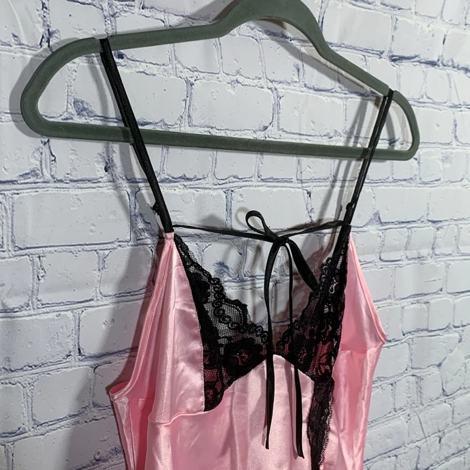 Babydoll Chemise Vintage Elegante Momentos Mujer M Rosa Negro Lazo Encaje Cachicho Foto 2 de 4