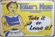 ERLOOD Today's Menu Take It or Leave Retro Vintage kitchen Signs yellow