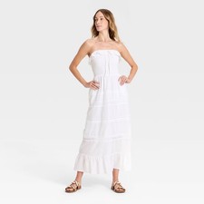 Women Cotton Maxi Pullover Sundress - Universal Thread White M