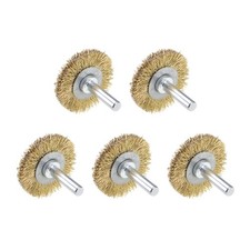 5Pcs 1-1/2 Inch Wire Wheel Brush Bench Brass Plated Crimped Steel 1/4 Inch Shank