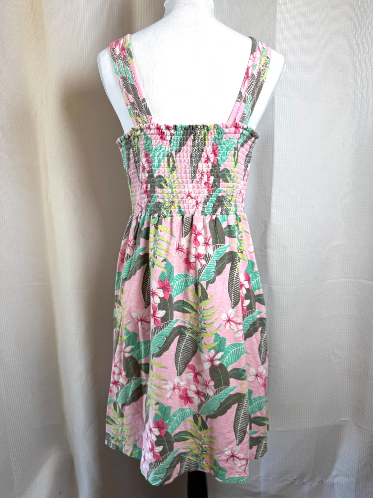 Tommy Bahama Livia Leaves Sundress XL Cotton Pink Tropical Sleeveless Resort EUC