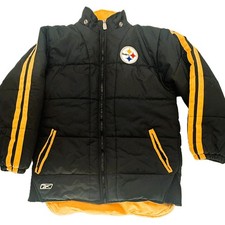 Pittsburgh Steelers Reebok NFL Puffer Jacket Youth Medium 10  12 Black Gold