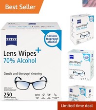 Pre-Moistened Lens Cleaning Wipes with 70 Alcohol, 250 Count