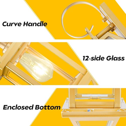 Gold Porch Light 2-Pack, Exterior Wall Sconces Outdoor Porch Lights with Clear - Picture 4 of 7
