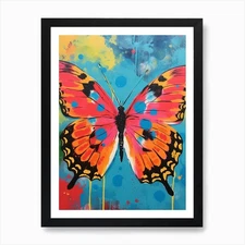 Pop Art Common Blue Butterfly 1 Art Framed Wall Art Poster Canvas Print Picture