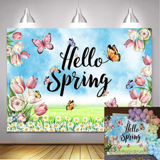 7X5Ft Colorful Floral Butterfly Hello Spring Backdrop Butterfly Flowers Birthday