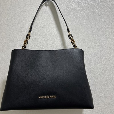 MICHAEL Michael Kors Black Saffiano Leather Portia Top Handle Bag