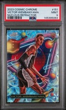 2023 COSMIC CHROME VICTOR WEMBANYAMA NUCLEUS REFRACTOR #151 SPURS PSA 9