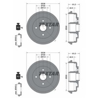 2X Textar 200Mm Bremstrommeln Hinten Passend FÜR Links+Rechts | 94043100