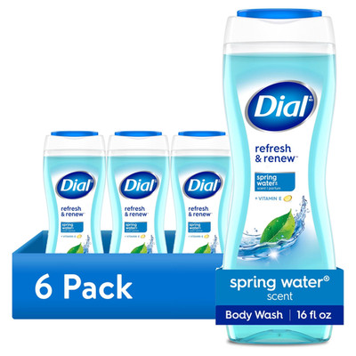 (6 pack) Dial Spring Water Body Wash, Refresh & Renew, All Skin Types, 16 fl oz