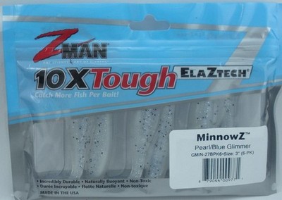 Zman GMIN-27BPK6 ElaZtech Minnowz 3'' 8CT Pearl Blue Glimmer