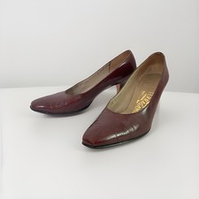 Vintage Salvatore Ferragamo Oxblood Vented Leather Pumps, 8AAA