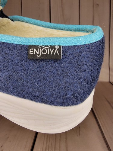 Tenis informales deportivos superiores de fieltro azul Enjoiya TEE forrados para mujer talla 9,5/10 - Imagen 7 de 13