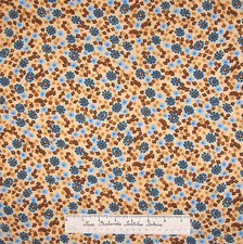 Floral Fabric - Brown Blue Tan Flower Toss - Timeless Treasures YARD