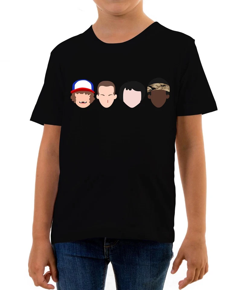 REALITY GLITCH Stranger Faces Kids T-Shirt TV Show Upside Down Hawkins Kids Cool Fan