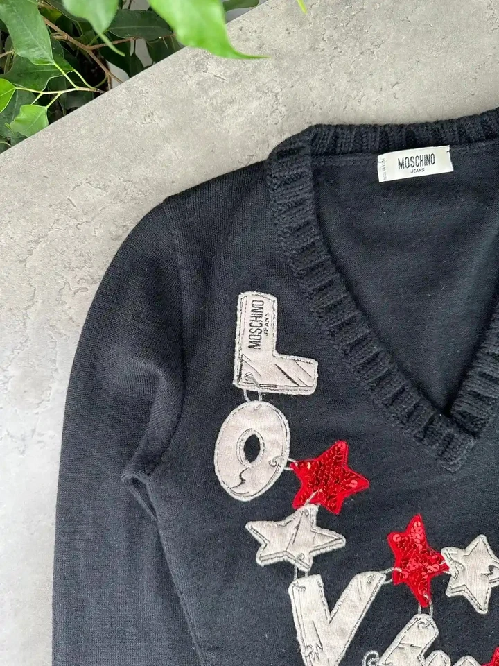 Suéter Moschino cuello en V para mujer talla S Foto 3 de 4