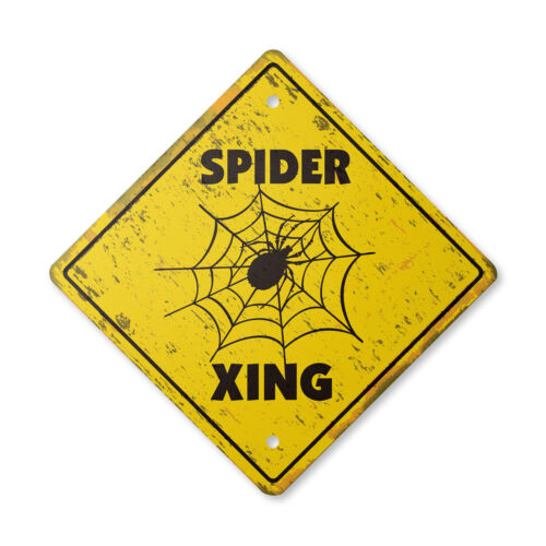 Spider Vintage Crossing Sign Xing Plastic Rustic new spider arachnid lover colle - Afbeelding 1 van 20