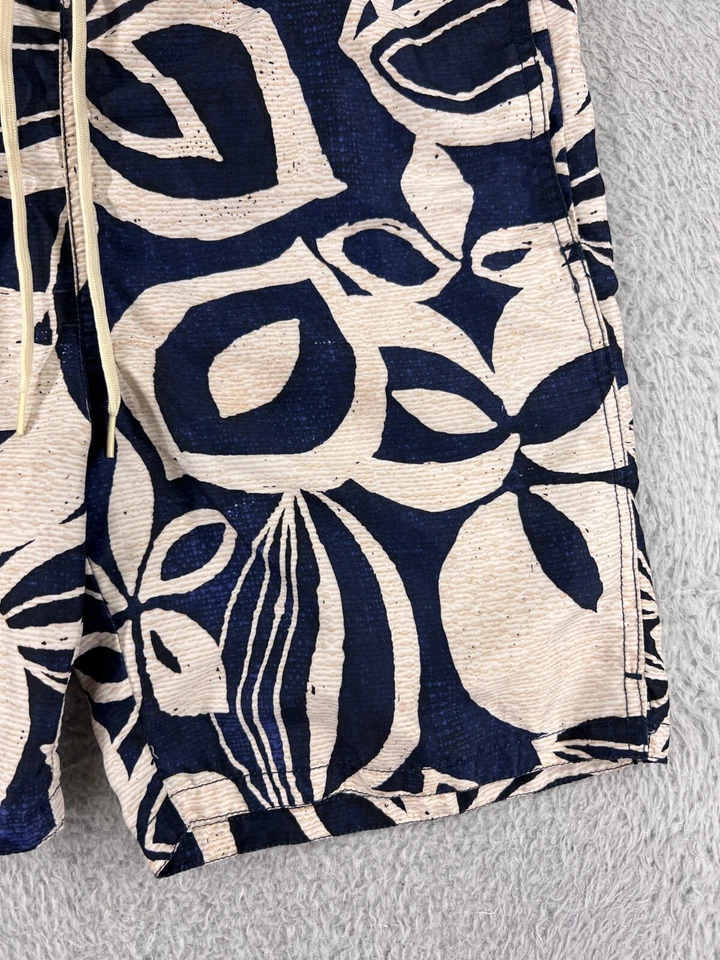 Bañador Merona Para Hombre Pequeño Azul Beige Floral Forrado Poliéster Playa Piscina Surf Foto 2 de 4