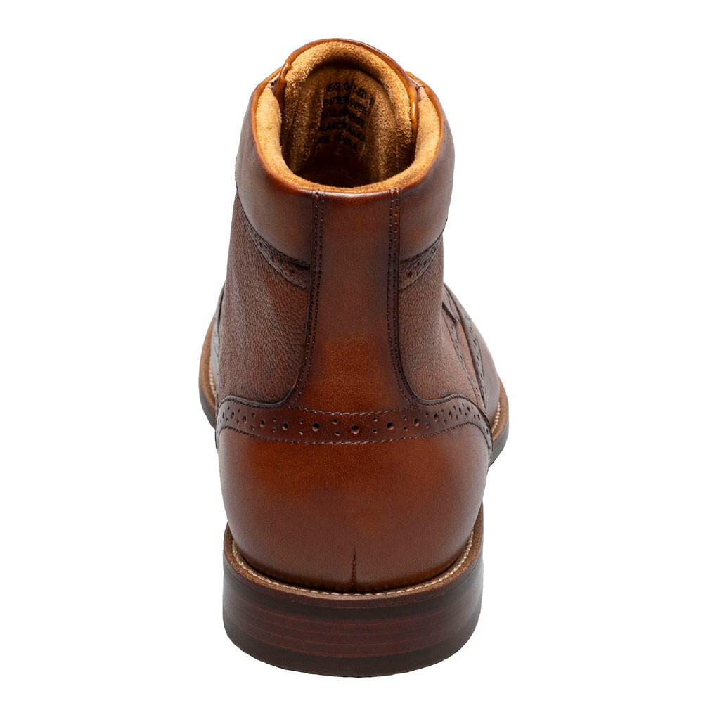 Florsheim Rucci Cognac Smooth Leather Wingtip Ankle Lace Up Boots