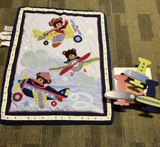 Lambs And Ivy Crib Quilt Blankets Bedding Bears Airplanes Pilot  wall Decor