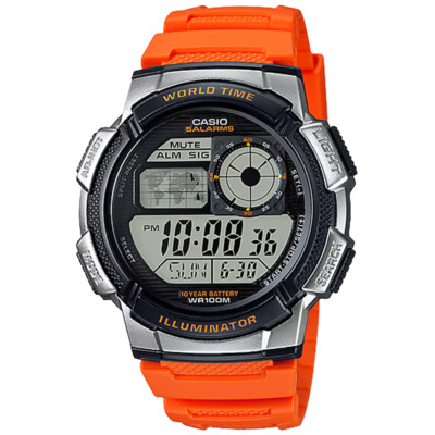 Casio AE1000W-4BV Digital Sport Watch WR100 World Time Alarm Chrono Illuminator