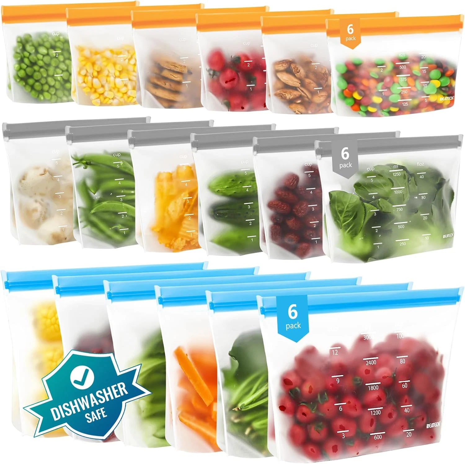 Dishwasher Safe Reusable Storage Bags Stand up - BPA Free PEVE Reusable Sandwich
Opens in a new wind