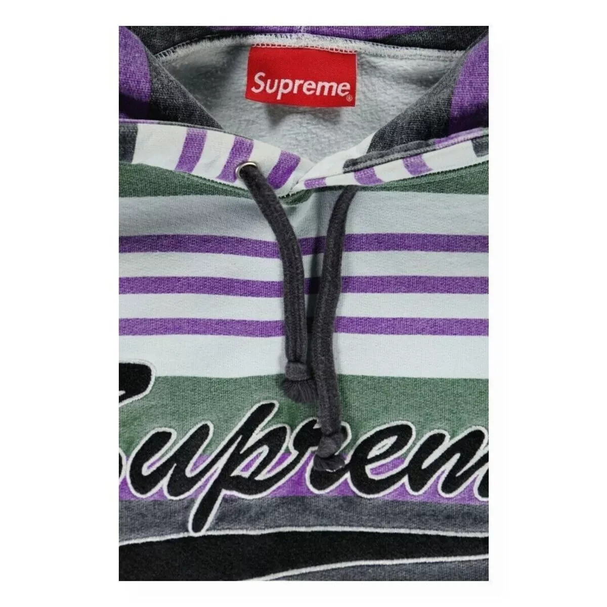 Supreme Multi-Coloured Striped Logo Hoodie Size L / Size L / Mens image 3