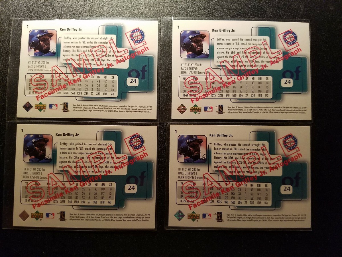Ken Griffey Jr. 1999 Upper Deck SP Signature Sample Lot (4 